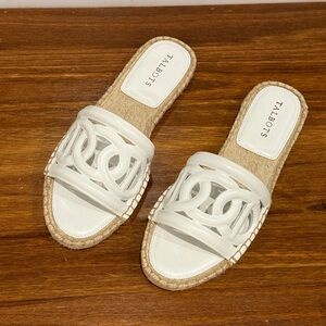 Talbots Women’s White Espadrille Slide Open Toe Sandals Size 8